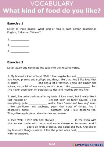 Food - What kind of food do you like?