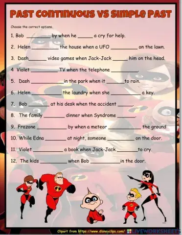 Past Continuous vs Past Simple Incredibles