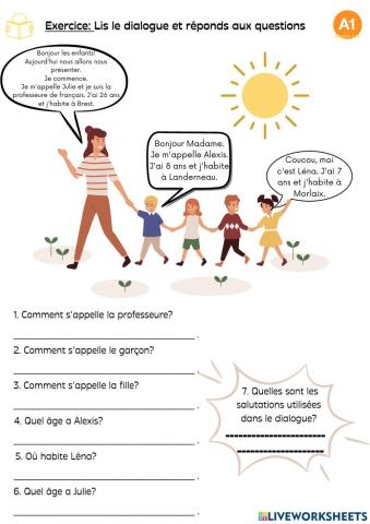 Dialogue enfant présentation personnelle