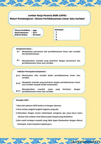Pertidaksamaan Linear Satu Variabel
