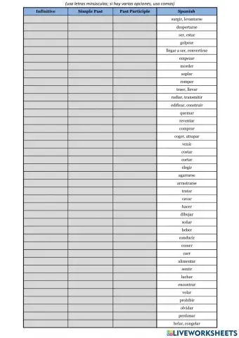 Verbos irregulares - Part 1