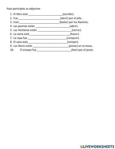 Past participle as adjective