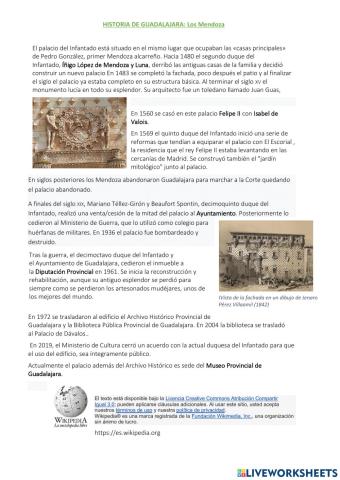 Comprensión lectora 4º primaria palacio del infantado