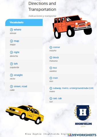 Directions and transport