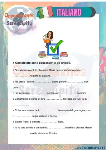 Progetto italiano, test di ricapitolazione