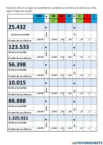 Lectura y descomposición de numeros