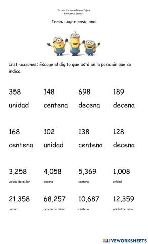 Lugar posicional hasta la decena de millar