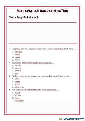 LKPD soal Evaluasi LIstrik