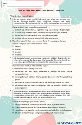 Soal Latihan ASPD Bahasa Indonesia 2023