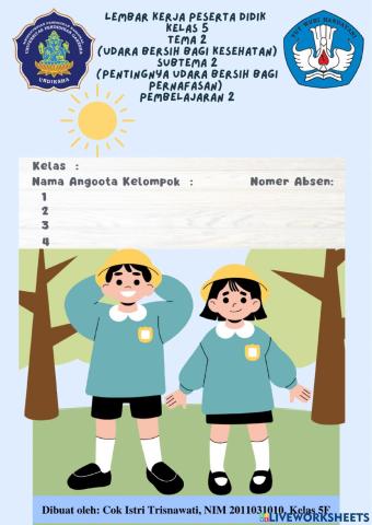 LKPD Kelas 5 Tema 2 Subtema 2 Pembelajaran 2