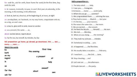 Prepositions practice