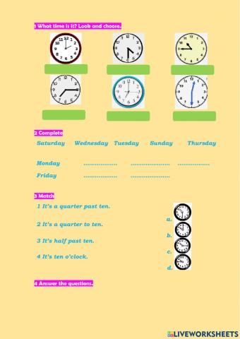 Time and Days of week