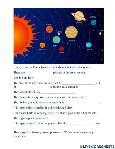 Solar system & comparatives superlatives