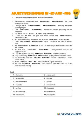 Adjectives ending in -ed and -ing