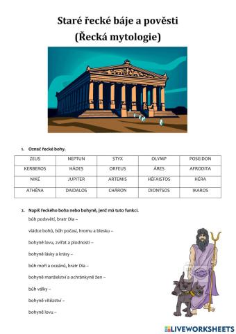 Pracovní list - Řecká mytologie