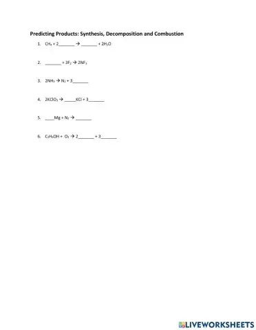 Predicting Products Synthesis Decomposition and Combustion