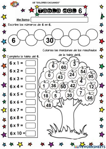 TABLA DE MULTIPLICAR 6