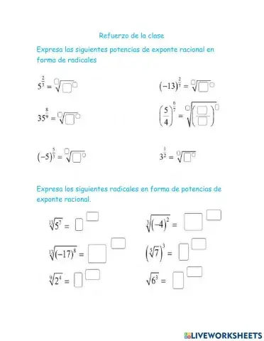 Números reales con exponentes racionales