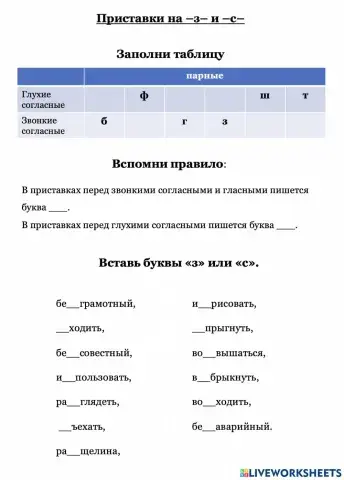 Приставки на З и С