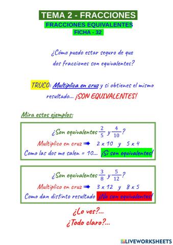 Fracciones equivalentes