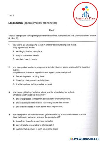 First for schools 1 - test 3