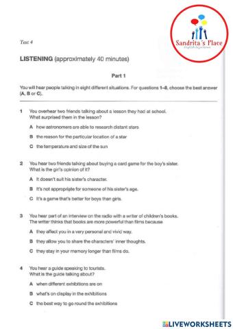 First for schools 1 - test 4