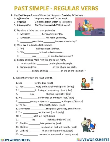 Past simple regular verbs