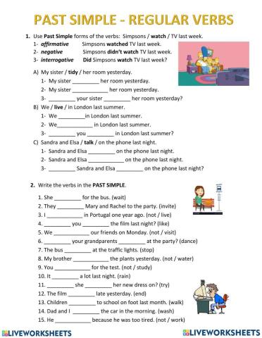 Past simple regular verbs