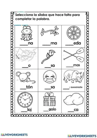 Sílaba ra re ri ro ru