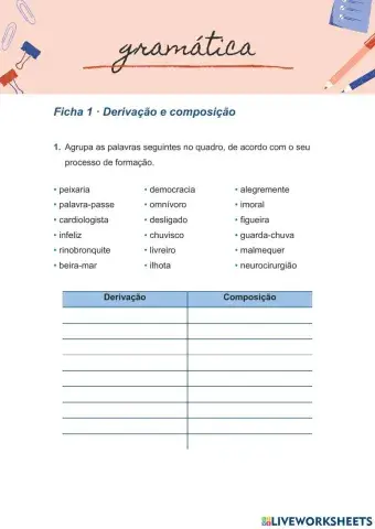 Palavras derivadas e compostas