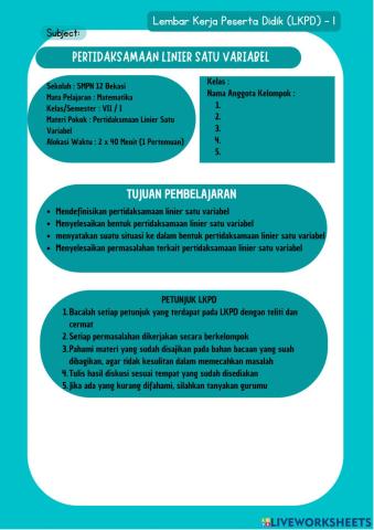 Pertidaksamaan Linier Satu Variabel