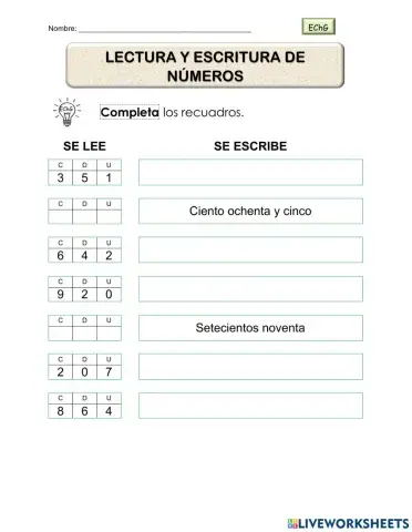 38.5 Lectura y escritura de números.