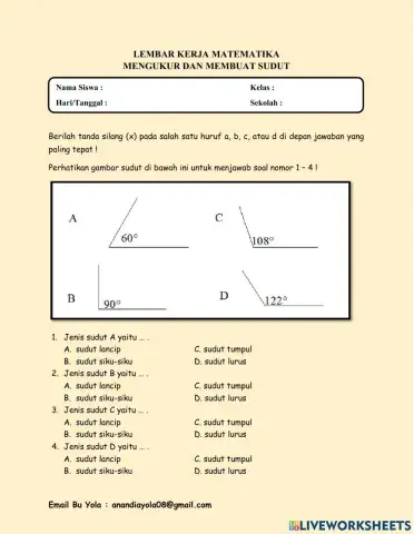 Latihan Matematika Sudut
