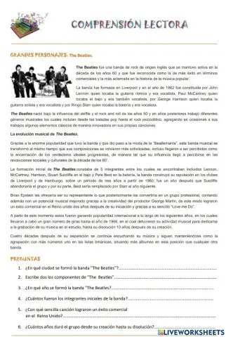 COMPRENSIÓN LECTORA - THE BEATLES