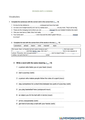 Revision exercises units 1-3