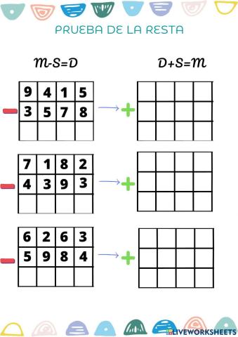 Prueba de la resta