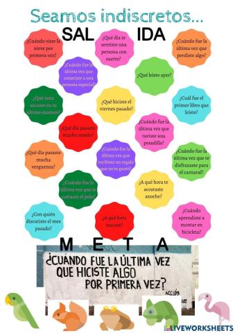 Juego de mesa: Preguntas con pretérito indefinido