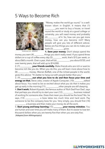 Money. Fill in the gaps