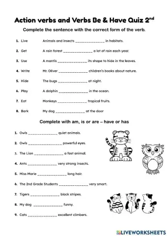 Action Verbs adding s - Verb be & Have