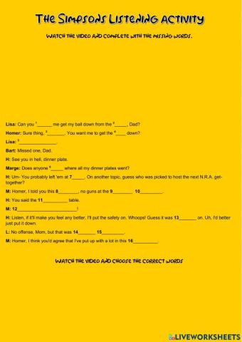The Simpsons listening activities