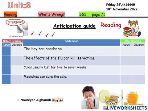 SG2 U8 Reading P71 Cold and Flu