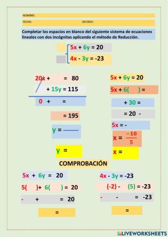 Evaluacion de sistema de ecuaciones lineales