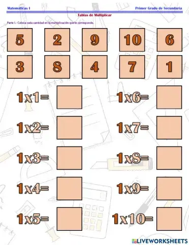ESG127M1 - Tablas de Multiplicar Ficha 1 -