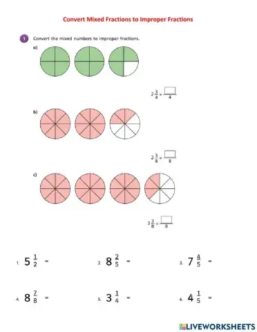 Mixed to improper fraction