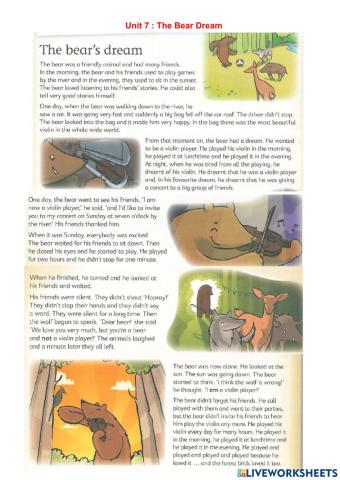 Unit 7: The Bear Dream