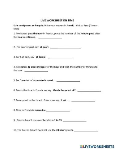 Facts about time in French