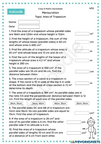 Mensuration (Area of trapezium)