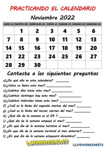 Practicando el calendario