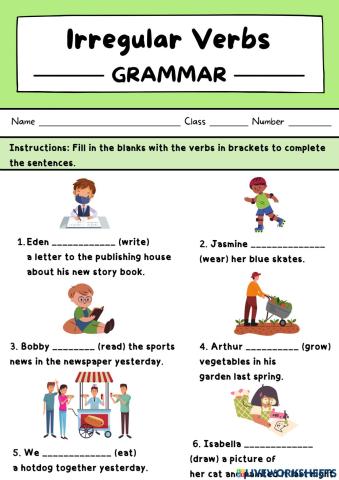 Irregular Verbs worksheet