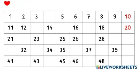 Számok írása 50ig